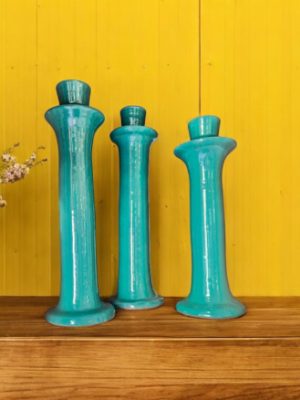 Trio de chandeliers en Tadelakt noir, toucher velours, 3 tailles, deco moderne et contemporain Ma Jungle Family Céramique truquoise