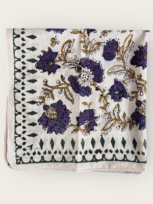 Foulard en voile coton indien imprimés au blockprint en Inde, bleu, moutarde, rouge, bordeaux, vert, rose, fleuris, damiers, tigres, violet, léopard, bellemme collection, au bonheur du jour, Jamini, kirane, Ma Jungle Family