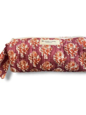 Trousse à crayons bordeaux en coton indien matelassé. Mode boheme Ma Jungle Family